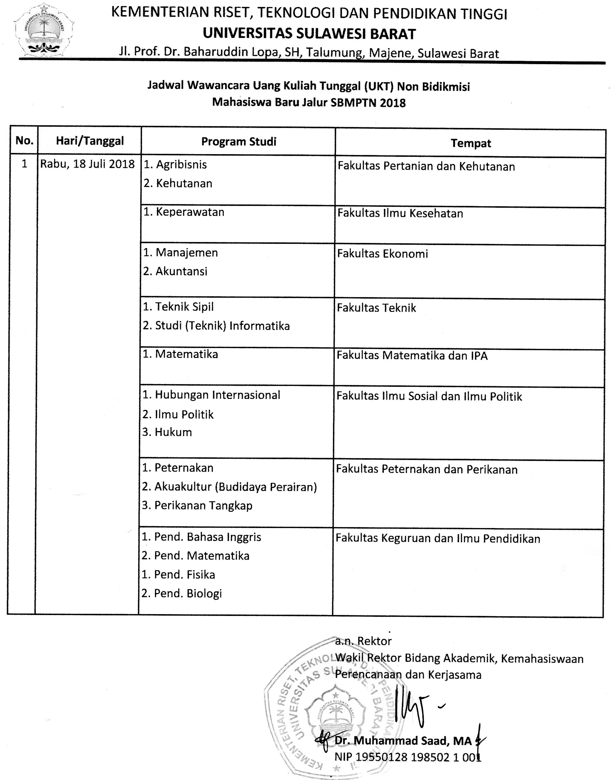 JADWAL WAWANCARA NON BIDIKMISI