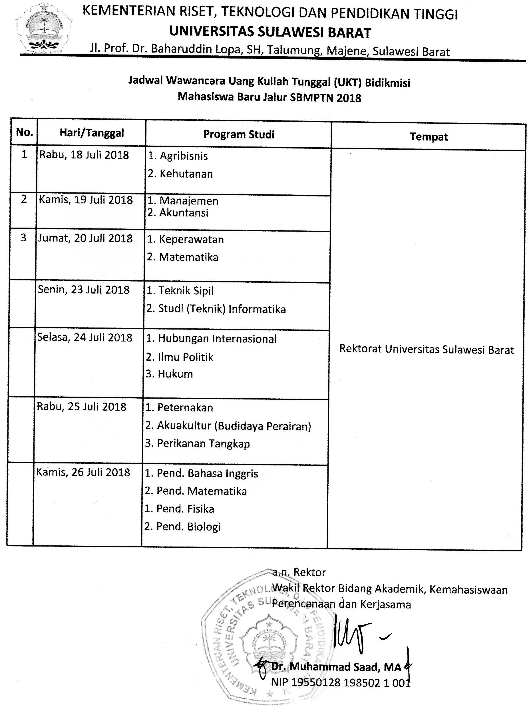 JADWAL WAWANCARA CALON PENERIMA BEASISWA BIDIKMISI