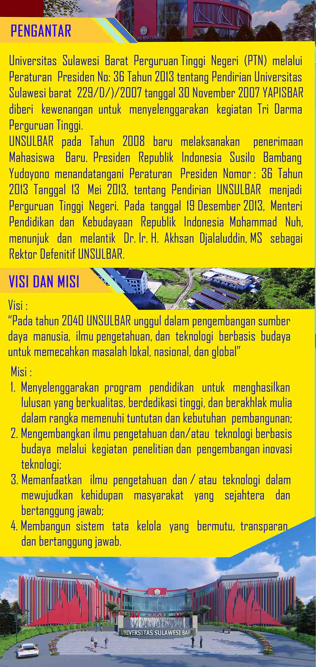 Informasi Penerimaan Mahasiswa Baru UNSULBAR Tahun 2021
