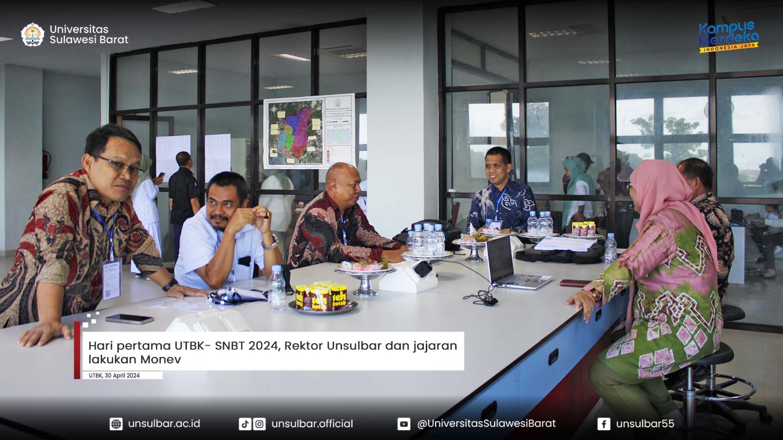 Hari pertama UTBK- SNBT 2024, Rektor Unsulbar dan jajaran lakukan Monev