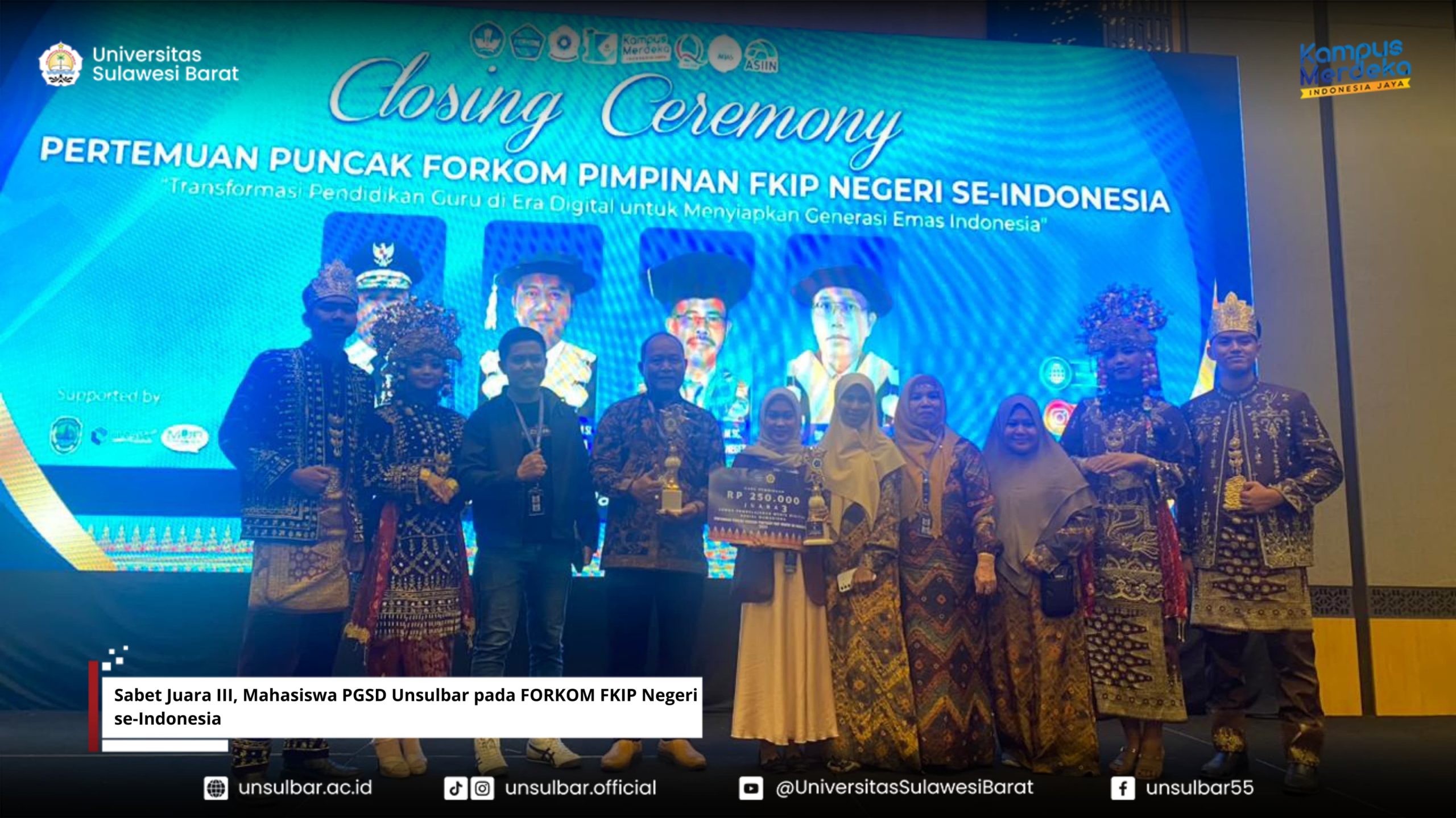 Sabet Juara III, Mahasiswa PGSD Unsulbar pada FORKOM FKIP Negeri se-Indonesia