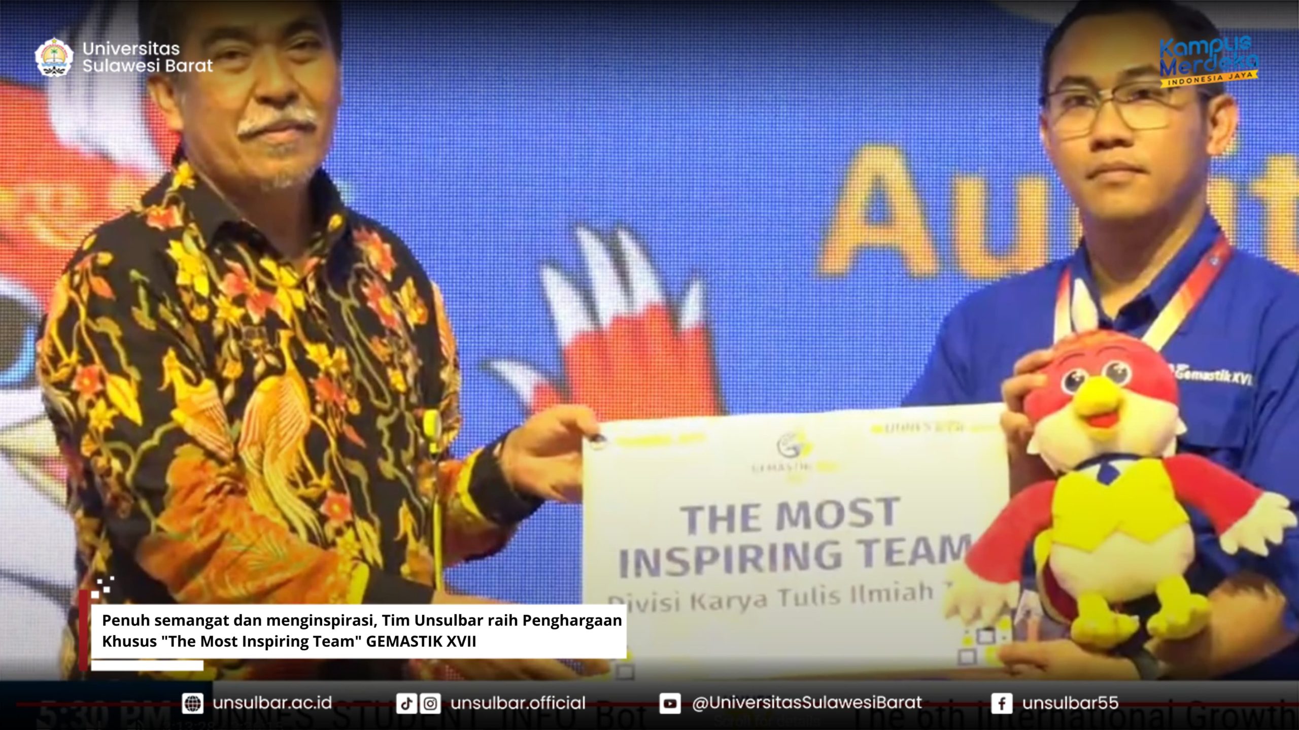 Penuh semangat dan menginspirasi, Tim Unsulbar raih Penghargaan Khusus "The Most Inspiring Team" GEMASTIK XVII