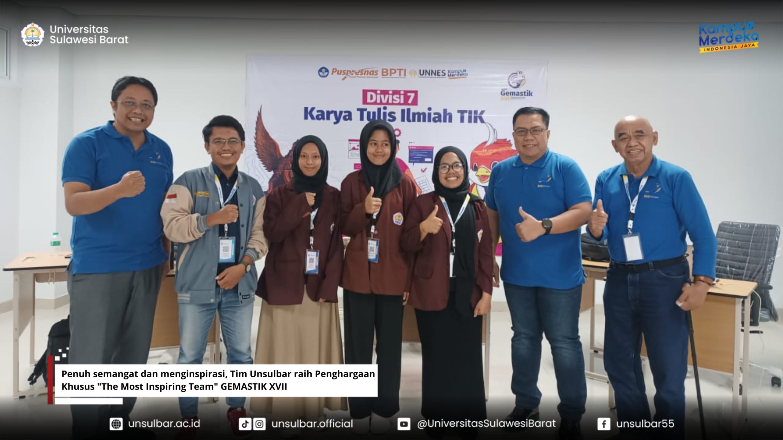 Penuh semangat dan menginspirasi, Tim Unsulbar raih Penghargaan Khusus "The Most Inspiring Team" GEMASTIK XVII
