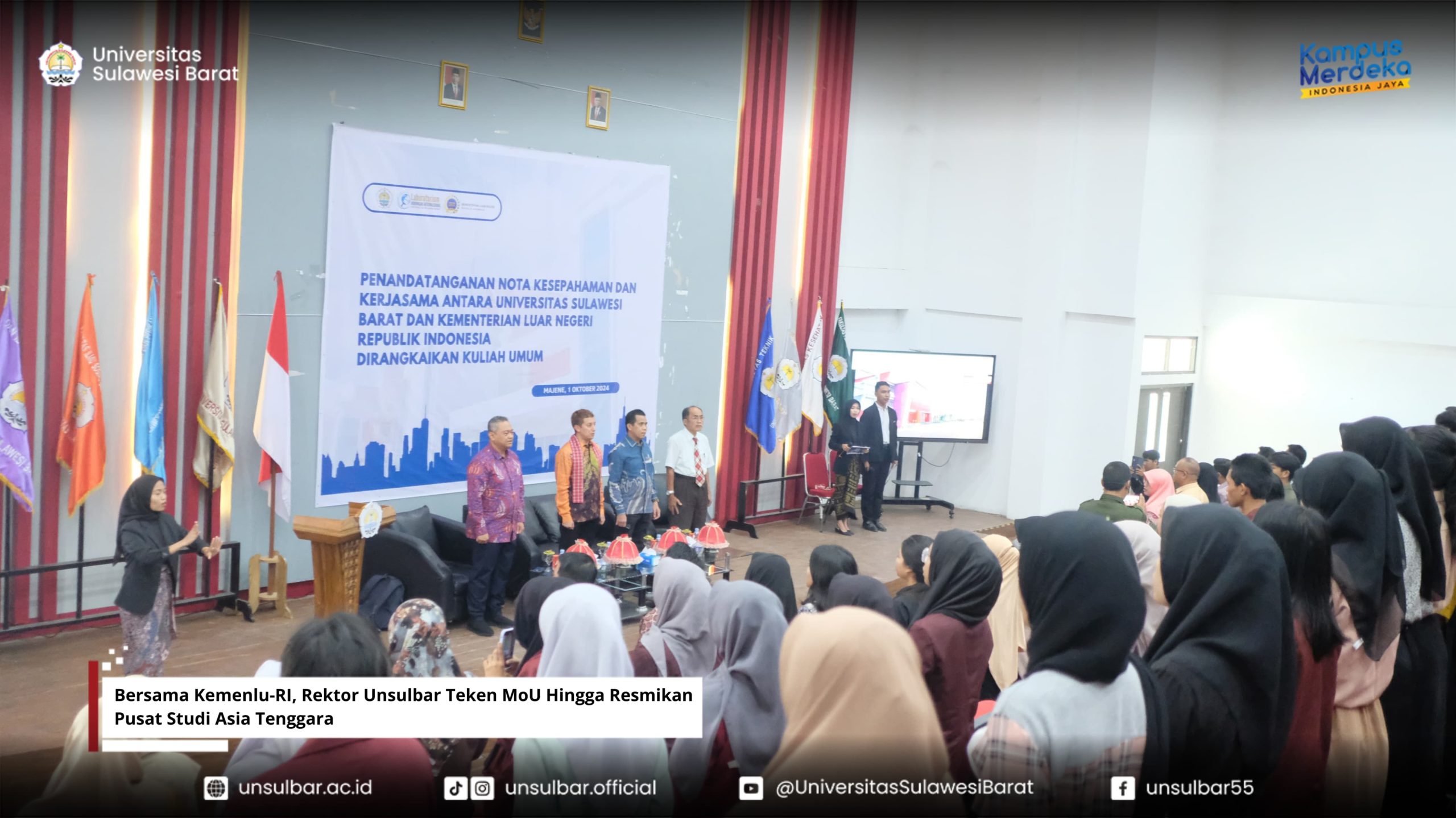 Bersama Kemenlu-RI, Rektor Unsulbar Teken MoU Hingga Resmikan Pusat Studi Asia Tenggara