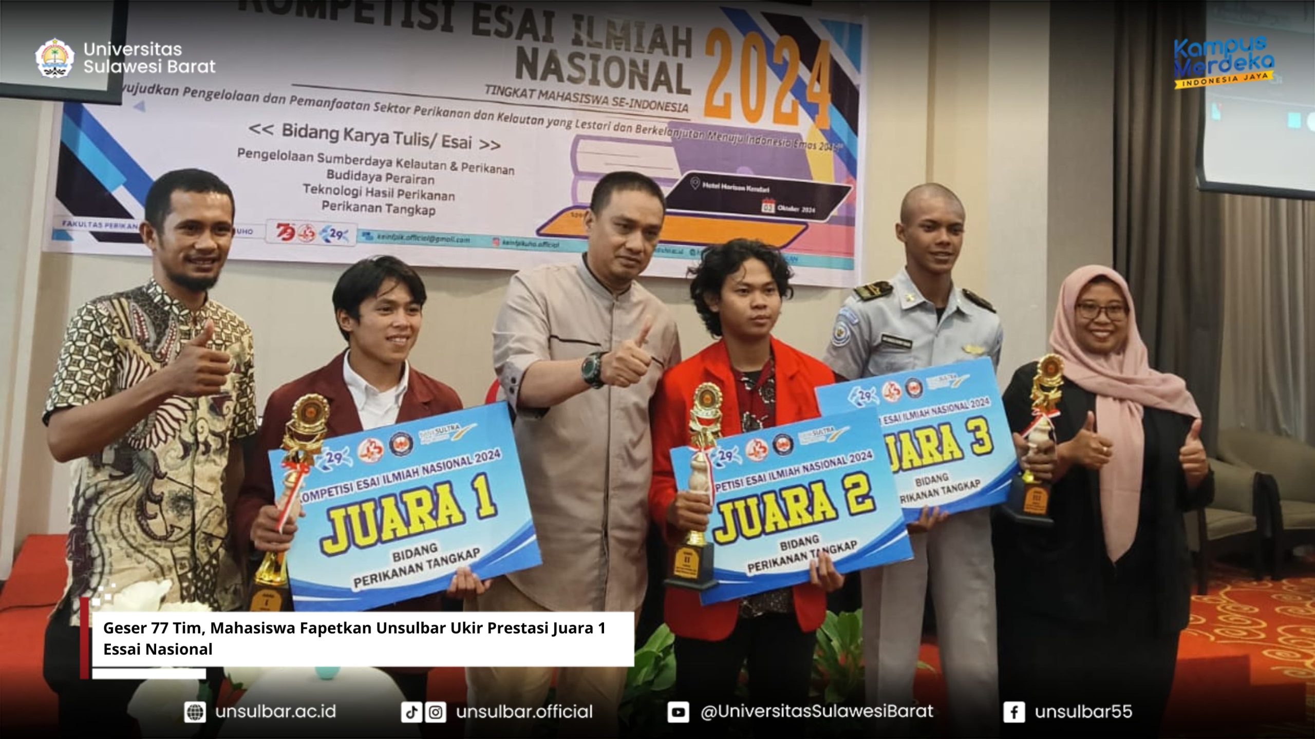Geser 77 Tim, Mahasiswa Fapetkan Unsulbar Ukir Prestasi Juara 1 Essai Nasional