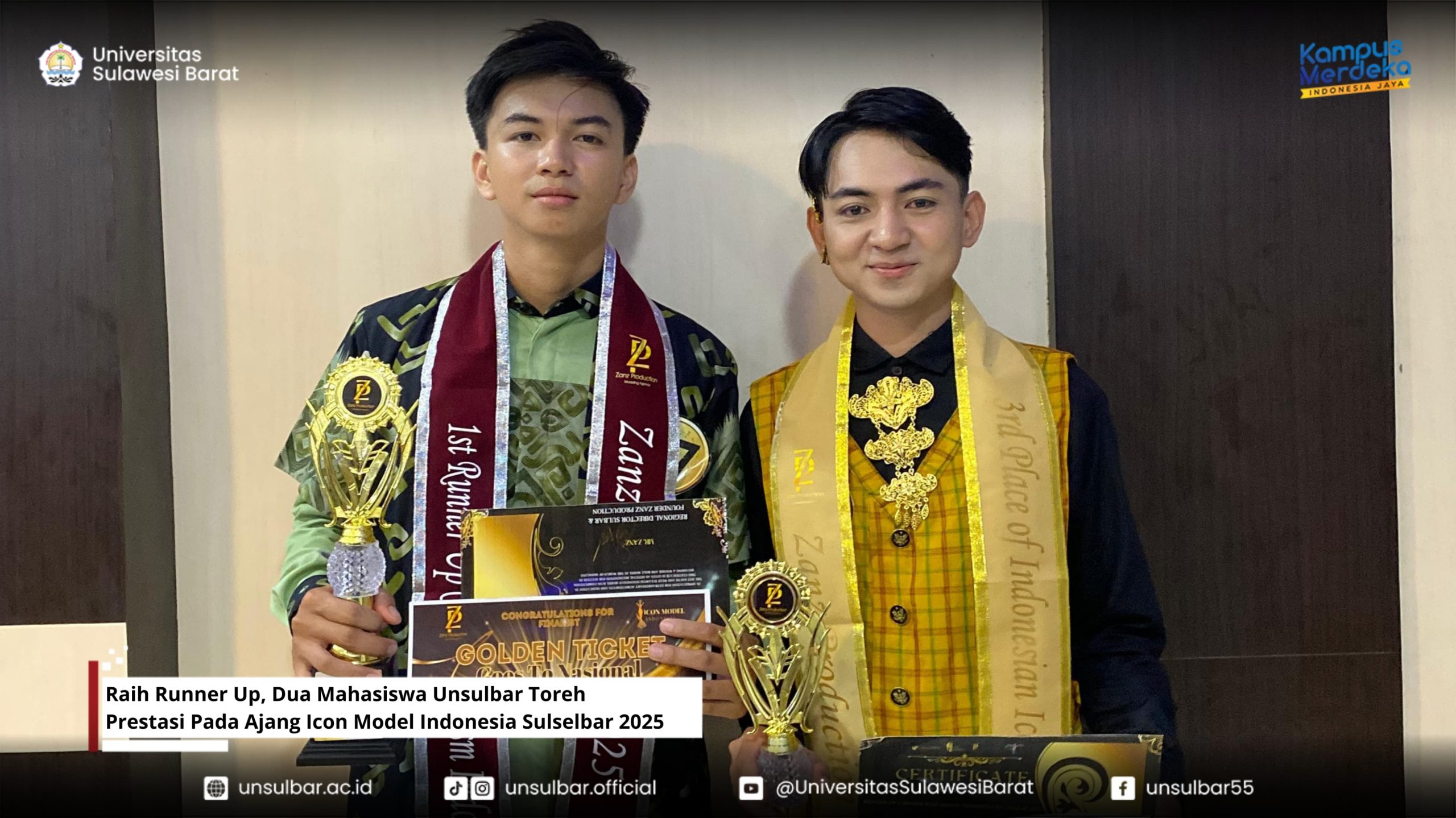 Raih Runner Up, Dua Mahasiswa Unsulbar Toreh Prestasi Pada Ajang Icon Model Indonesia Sulselbar 2025