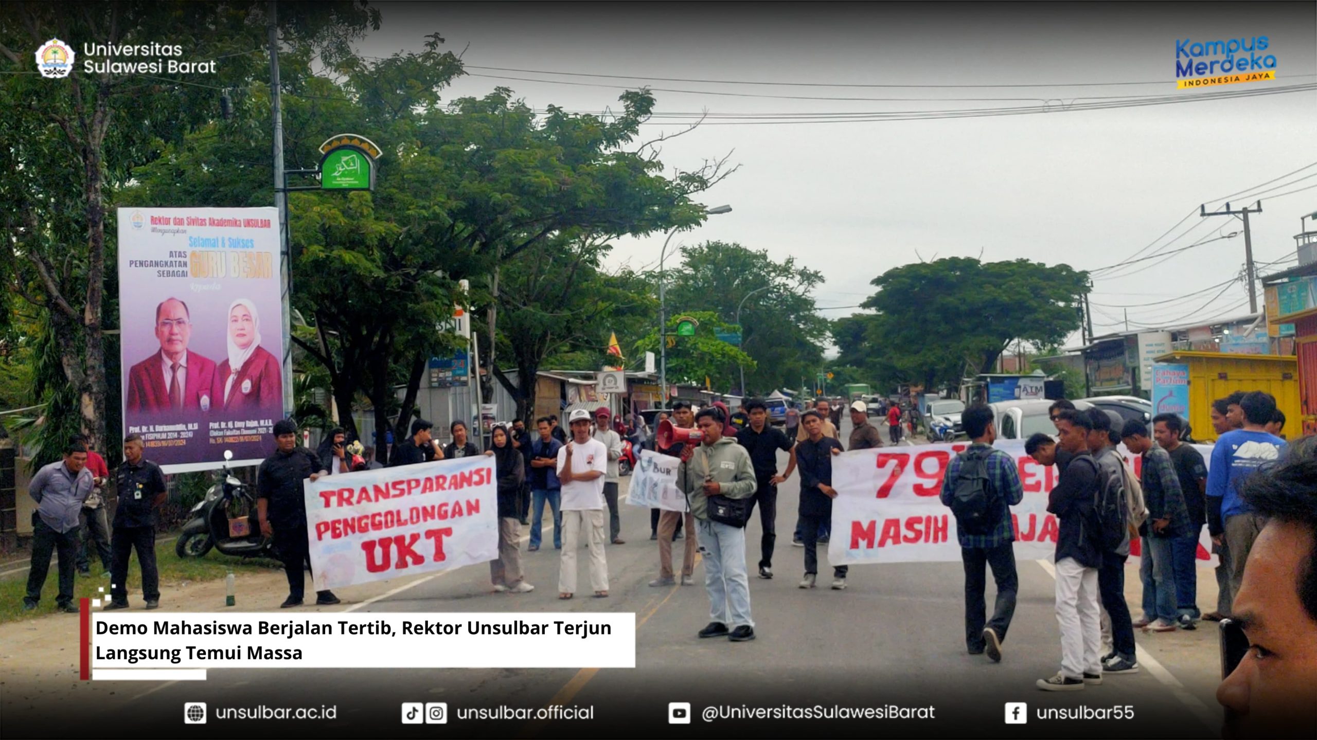 Demo Mahasiswa Berjalan Tertib, Rektor Unsulbar Terjun Langsung Temui Massa