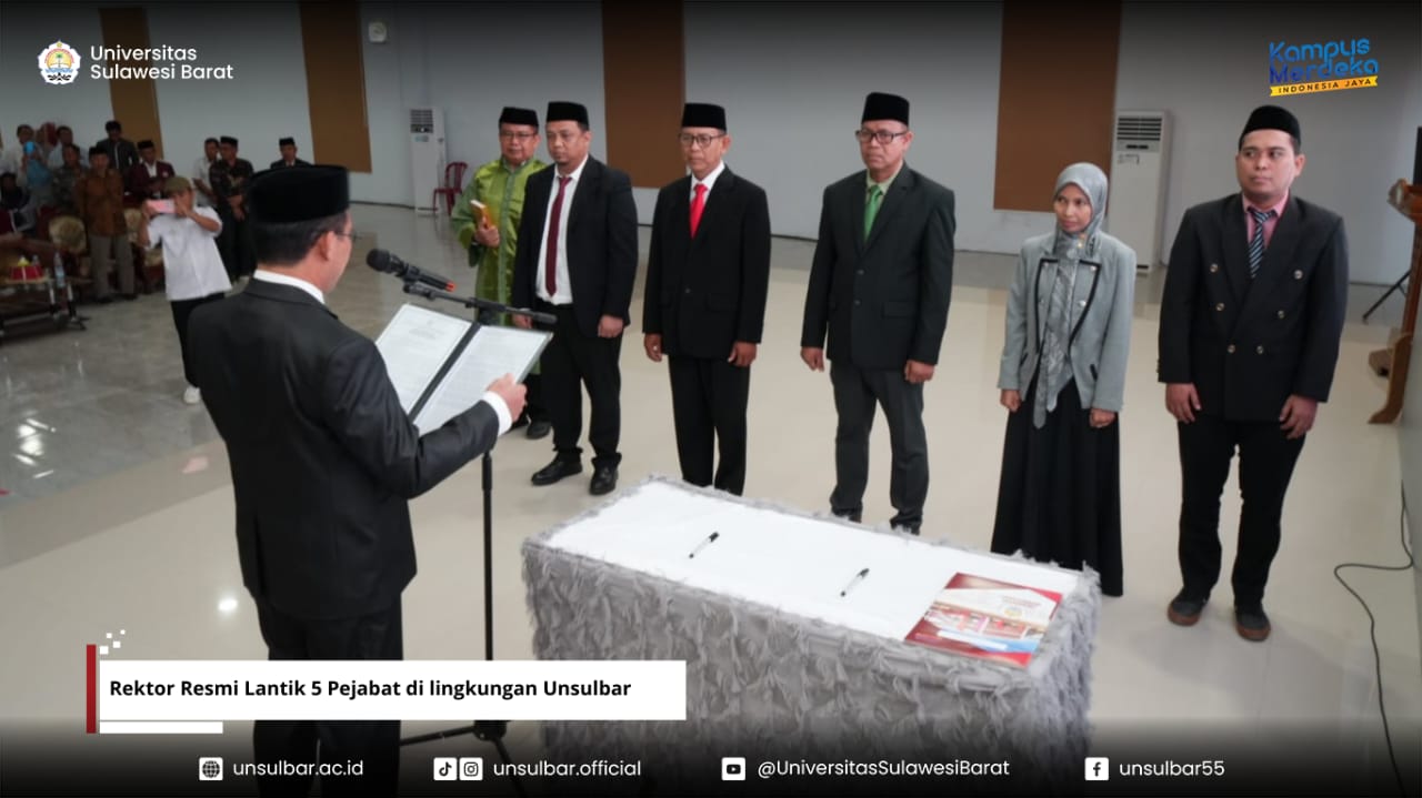 Rektor Resmi Lantik 5 Pejabat di lingkungan Unsulbar
