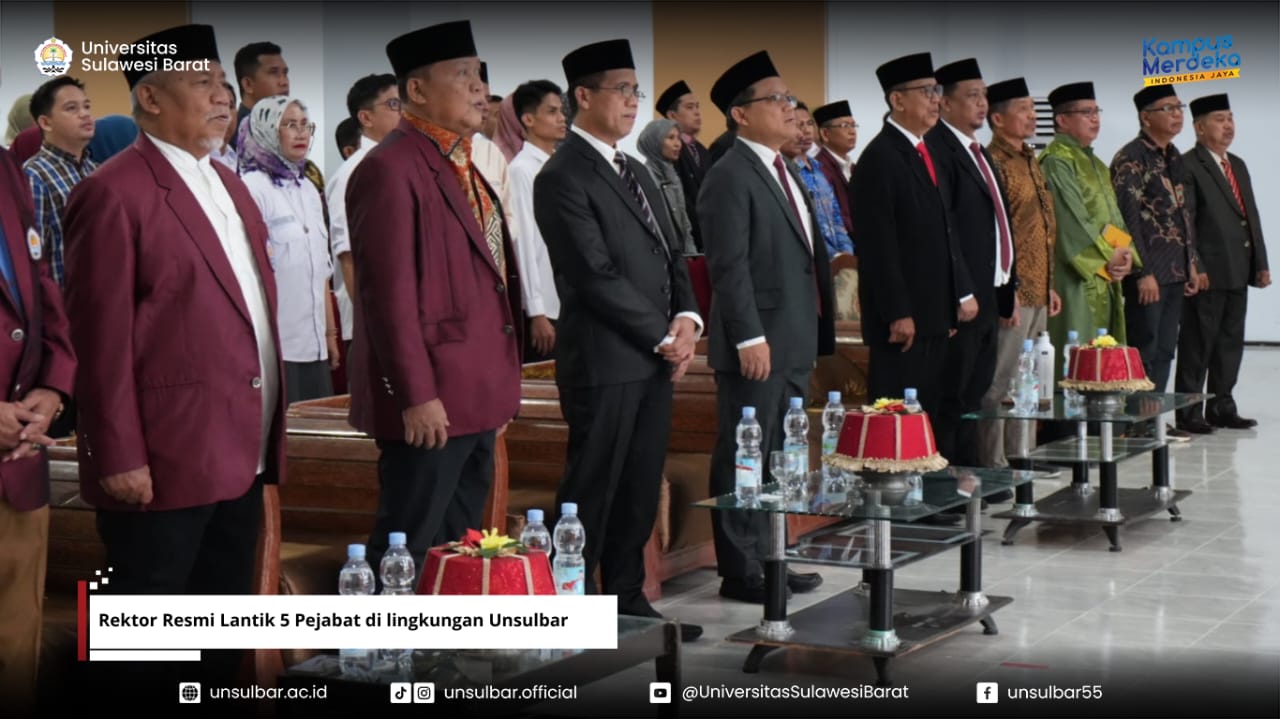 Rektor Resmi Lantik 5 Pejabat di lingkungan Unsulbar
