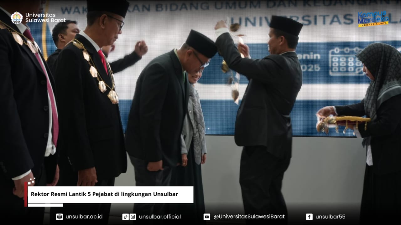 Rektor Resmi Lantik 5 Pejabat di lingkungan Unsulbar