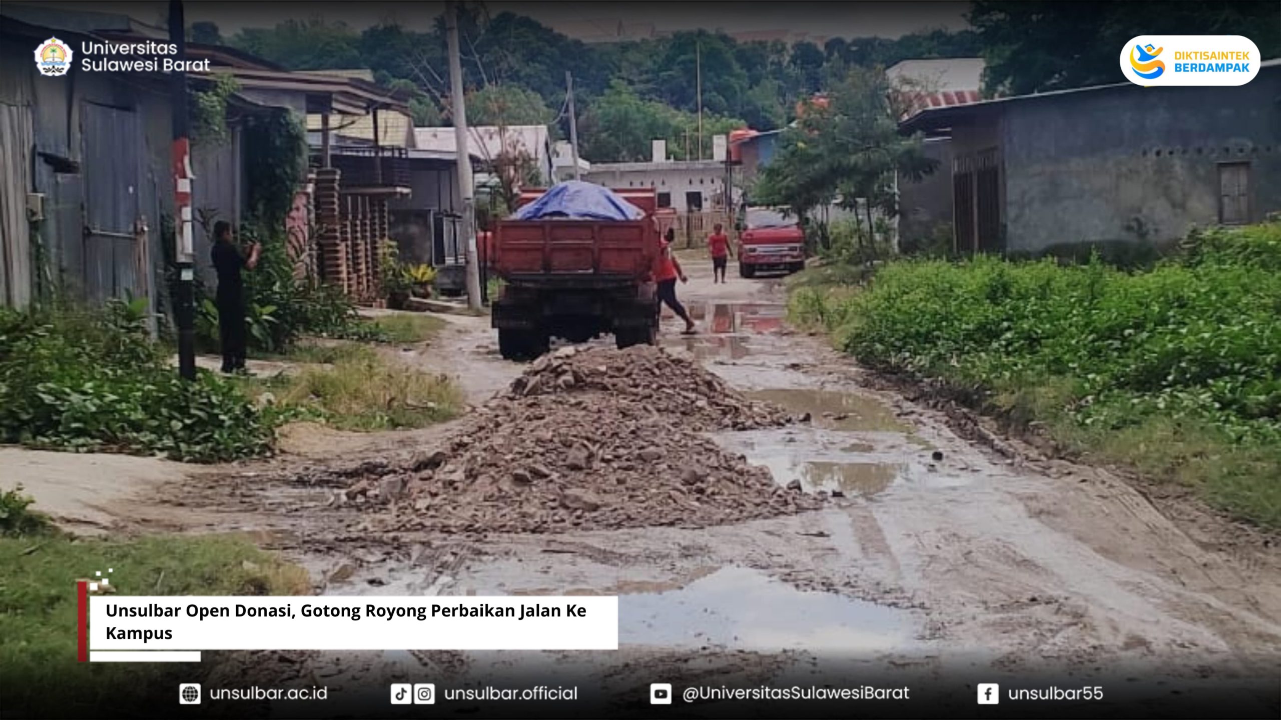Unsulbar Open Donasi, Gotong Royong Perbaikan Jalan Ke Kampus