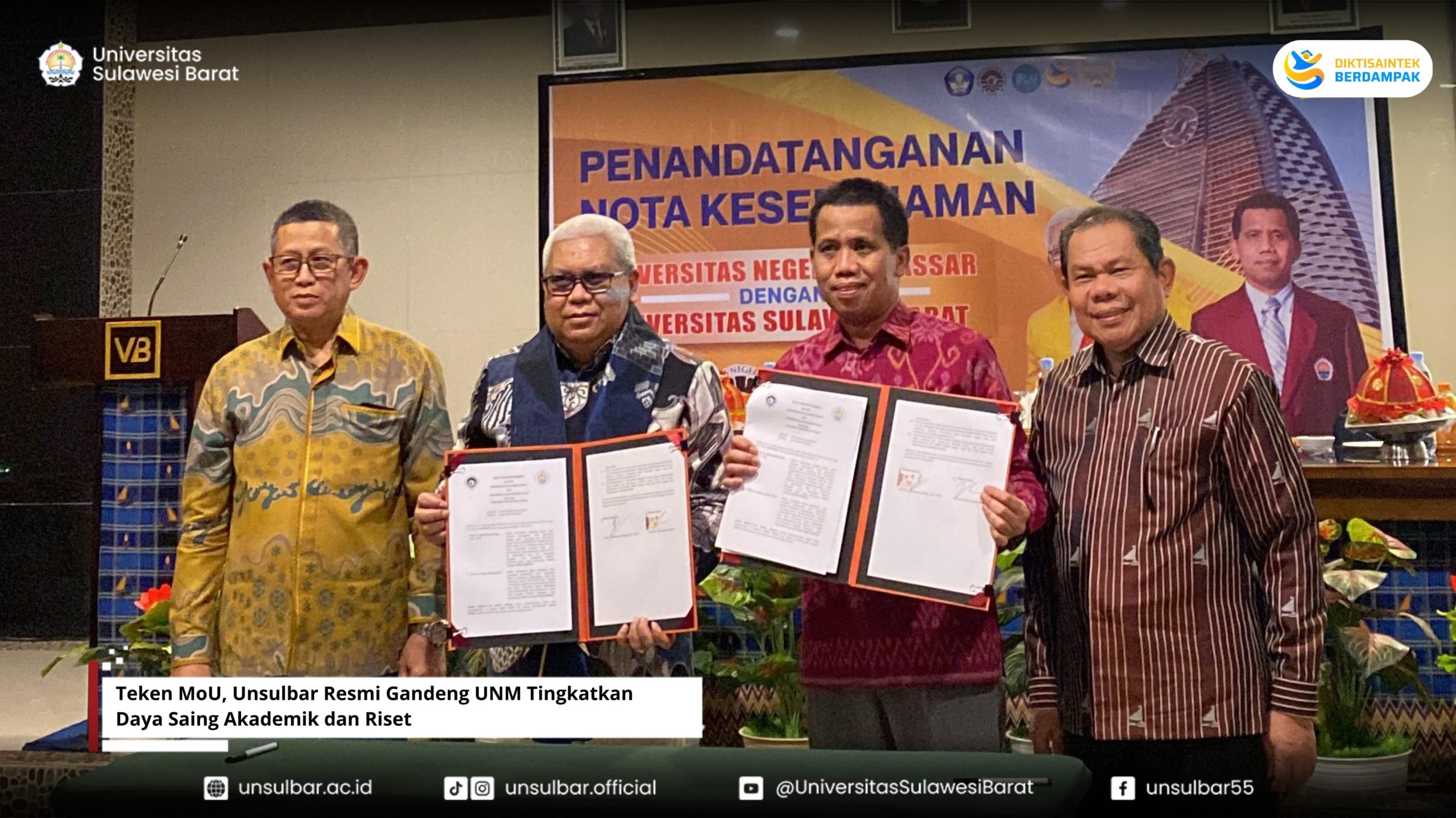 Teken MoU, Unsulbar Resmi Gandeng UNM Tingkatkan Daya Saing Akademik dan Riset