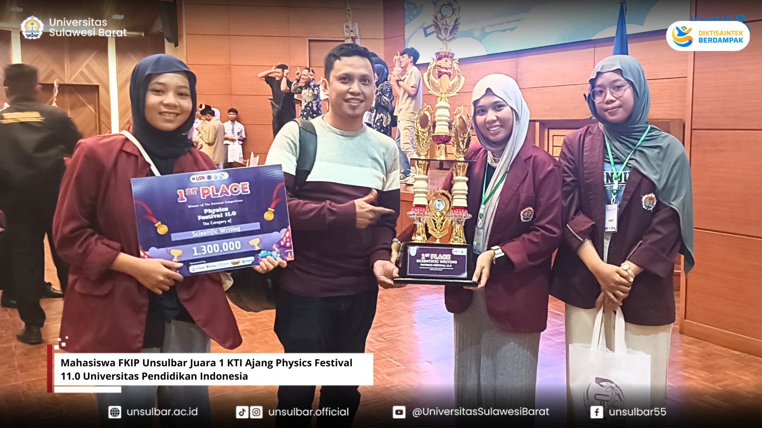 Mahasiswa FKIP Unsulbar Juara 1 KTI Ajang Physics Festival 11.0 Universitas Pendidikan Indonesia