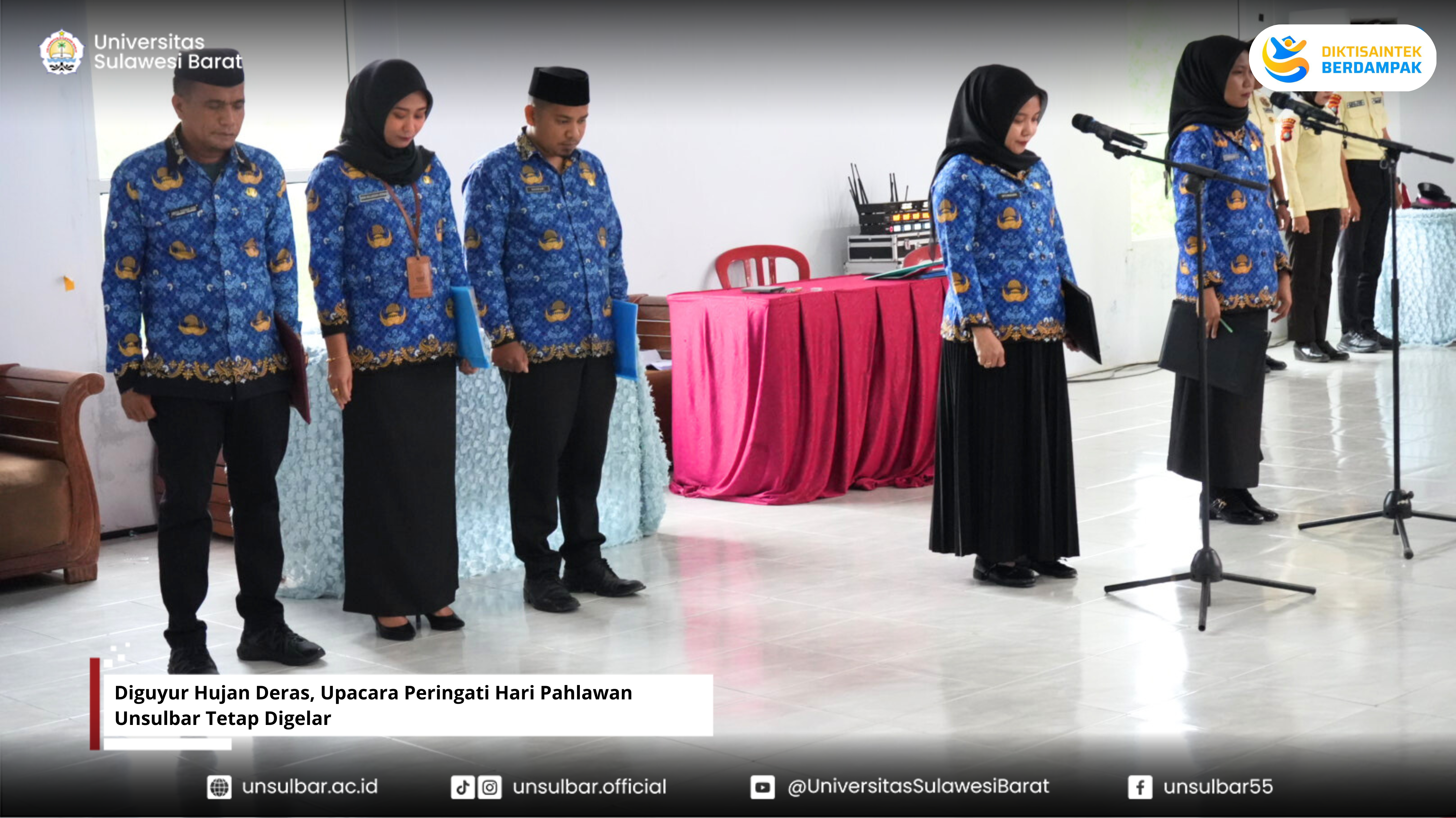 Diguyur Hujan Deras, Upacara Peringati Hari Pahlawan Unsulbar Tetap Digelar