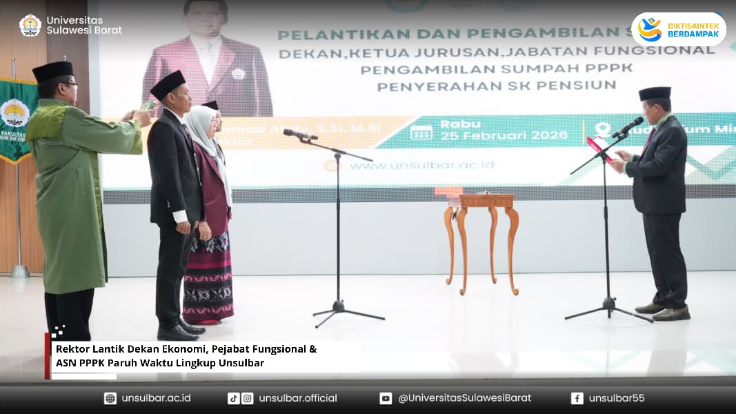 Rektor Lantik Dekan Ekonomi, Pejabat Fungsional & ASN PPPK Paruh Waktu Lingkup Unsulbar