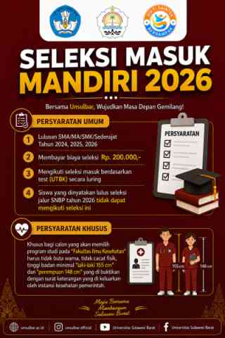 Penerimaan Seleksi Masuk Mandiri Universitas Sulawesi Barat Tahun 2026