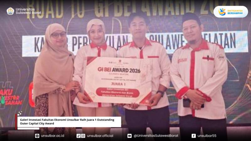 Galeri Investasi Fakultas Ekonomi Unsulbar Raih Juara 1 Outstanding Outer Capital City Award