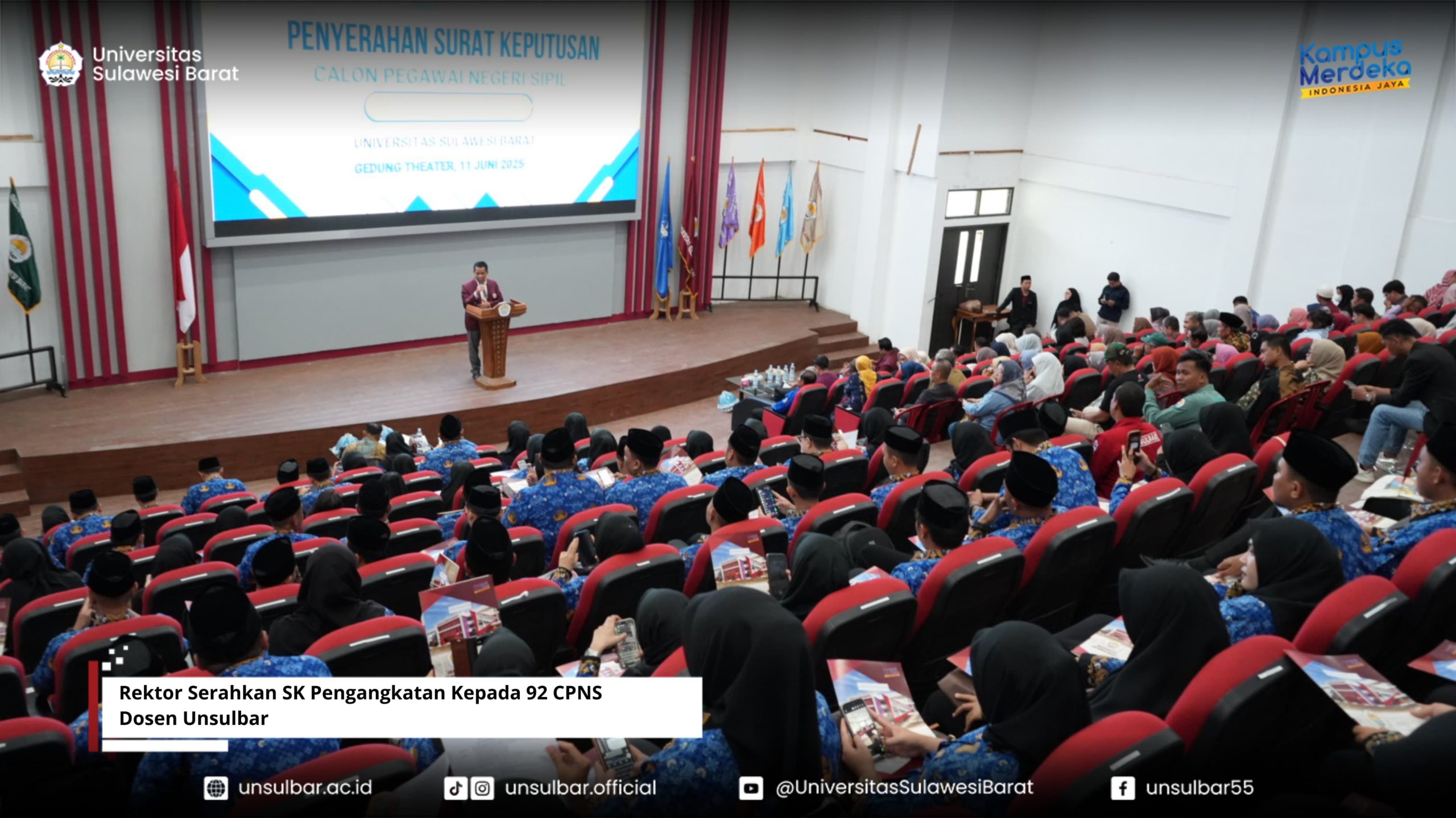 Rektor Serahkan SK Pengangkatan Kepada 92 CPNS Dosen Unsulbar