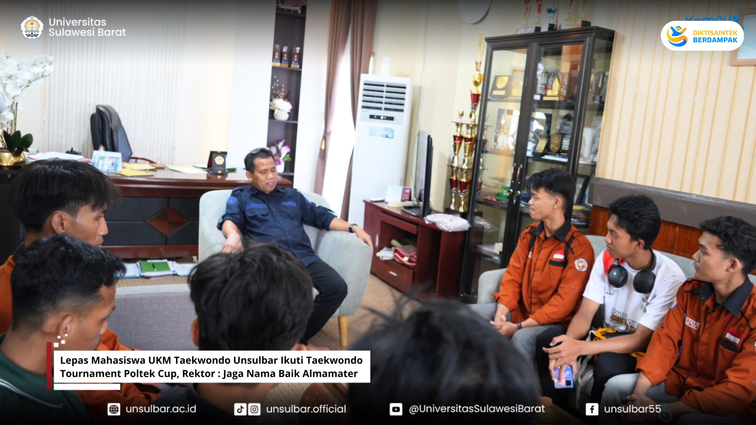 Lepas Mahasiswa UKM Taekwondo Unsulbar Ikuti Taekwondo Tournament Poltek Cup, Rektor : Jaga Nama Baik Almamater