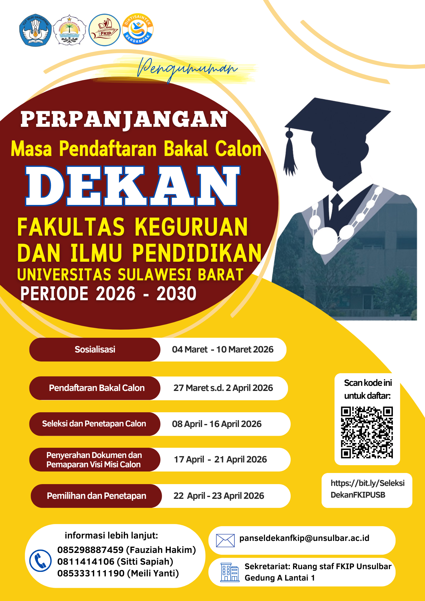 Perpanjangan Masa Pendaftaran Bakal Calon Dekan FKIP Unsulbar Periode 2026–2030